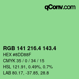 カラーコード: RGB 141 216.4 143.4 | qconv.com