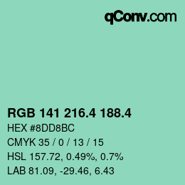 カラーコード: RGB 141 216.4 188.4 | qconv.com