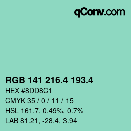 カラーコード: RGB 141 216.4 193.4 | qconv.com