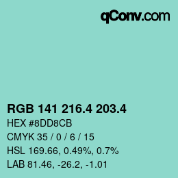 カラーコード: RGB 141 216.4 203.4 | qconv.com