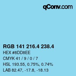 カラーコード: RGB 141 216.4 238.4 | qconv.com