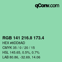 カラーコード: RGB 141 216.8 173.4 | qconv.com