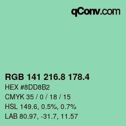 カラーコード: RGB 141 216.8 178.4 | qconv.com