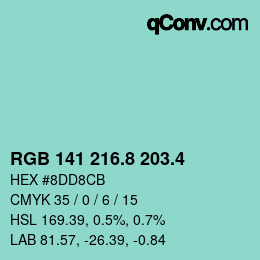 カラーコード: RGB 141 216.8 203.4 | qconv.com