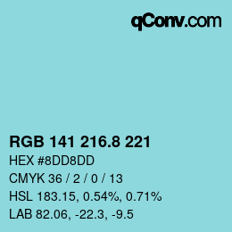 カラーコード: RGB 141 216.8 221 | qconv.com