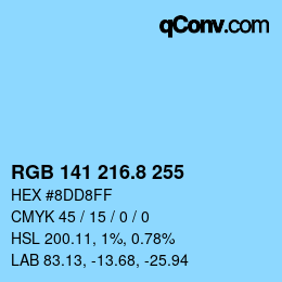 Color code: RGB 141 216.8 255 | qconv.com