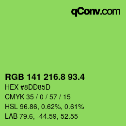 カラーコード: RGB 141 216.8 93.4 | qconv.com