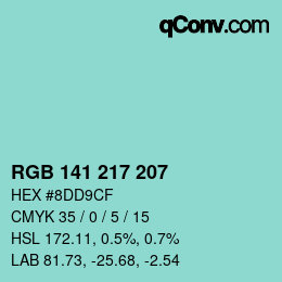 颜色代码: RGB 141 217 207 | qconv.com