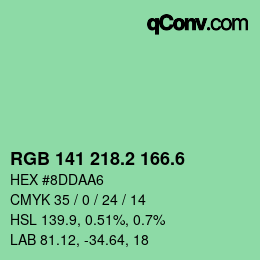 カラーコード: RGB 141 218.2 166.6 | qconv.com