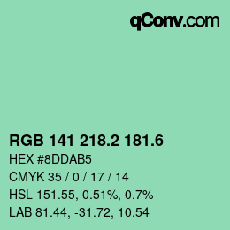 カラーコード: RGB 141 218.2 181.6 | qconv.com