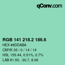 カラーコード: RGB 141 218.2 186.6 | qconv.com