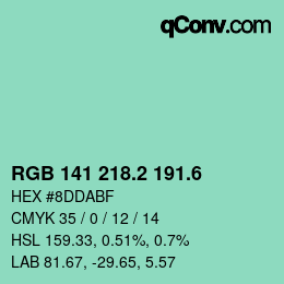 カラーコード: RGB 141 218.2 191.6 | qconv.com