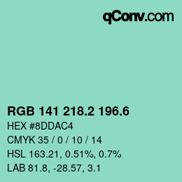 カラーコード: RGB 141 218.2 196.6 | qconv.com