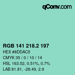 カラーコード: RGB 141 218.2 197 | qconv.com