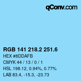 カラーコード: RGB 141 218.2 251.6 | qconv.com