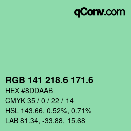 カラーコード: RGB 141 218.6 171.6 | qconv.com