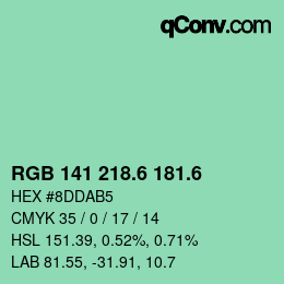 カラーコード: RGB 141 218.6 181.6 | qconv.com