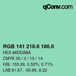カラーコード: RGB 141 218.6 186.6 | qconv.com