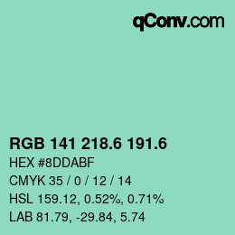 カラーコード: RGB 141 218.6 191.6 | qconv.com