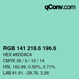 カラーコード: RGB 141 218.6 196.6 | qconv.com