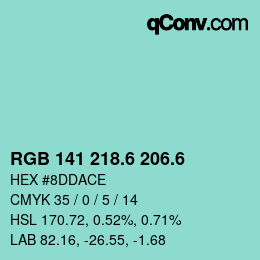 カラーコード: RGB 141 218.6 206.6 | qconv.com