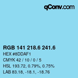 カラーコード: RGB 141 218.6 241.6 | qconv.com