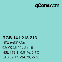 カラーコード: RGB 141 218 213 | qconv.com