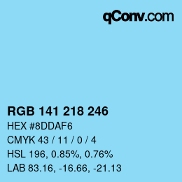 カラーコード: RGB 141 218 246 | qconv.com