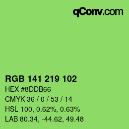 Color code: RGB 141 219 102 | qconv.com