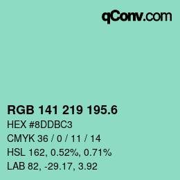 カラーコード: RGB 141 219 195.6 | qconv.com
