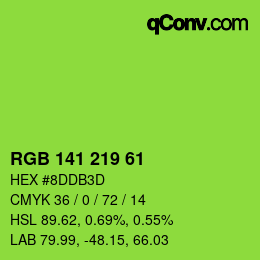 Color code: RGB 141 219 61 | qconv.com