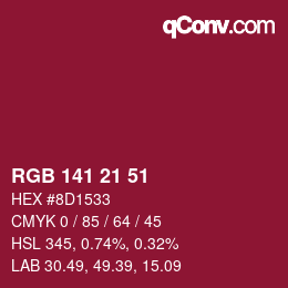 Color code: RGB 141 21 51 | qconv.com