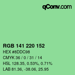 カラーコード: RGB 141 220 152 | qconv.com