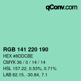 Color code: RGB 141 220 190 | qconv.com