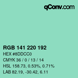 カラーコード: RGB 141 220 192 | qconv.com