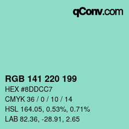 Color code: RGB 141 220 199 | qconv.com