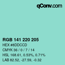 Color code: RGB 141 220 205 | qconv.com