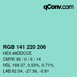 Color code: RGB 141 220 206 | qconv.com