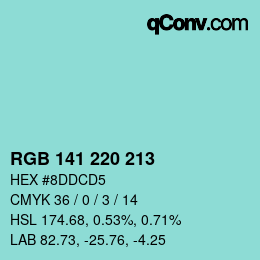 Color code: RGB 141 220 213 | qconv.com
