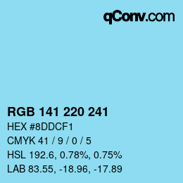 カラーコード: RGB 141 220 241 | qconv.com