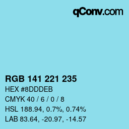 カラーコード: RGB 141 221 235 | qconv.com