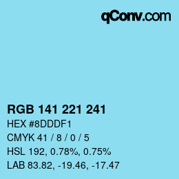 カラーコード: RGB 141 221 241 | qconv.com