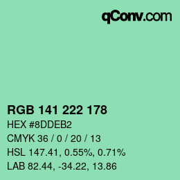 Color code: RGB 141 222 178 | qconv.com