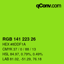 Color code: RGB 141 223 26 | qconv.com