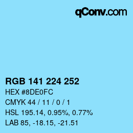 Color code: RGB 141 224 252 | qconv.com