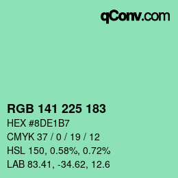 Color code: RGB 141 225 183 | qconv.com