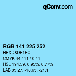 Color code: RGB 141 225 252 | qconv.com