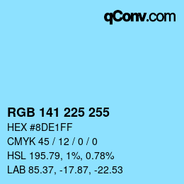 Color code: RGB 141 225 255 | qconv.com