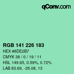 Color code: RGB 141 226 183 | qconv.com