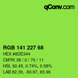 Color code: RGB 141 227 68 | qconv.com